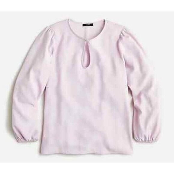 J. Crew Keyhole Puff Sleeve Drapey Crepe Blouse Purple Lavender Sz SM PETITE - Picture 1 of 10